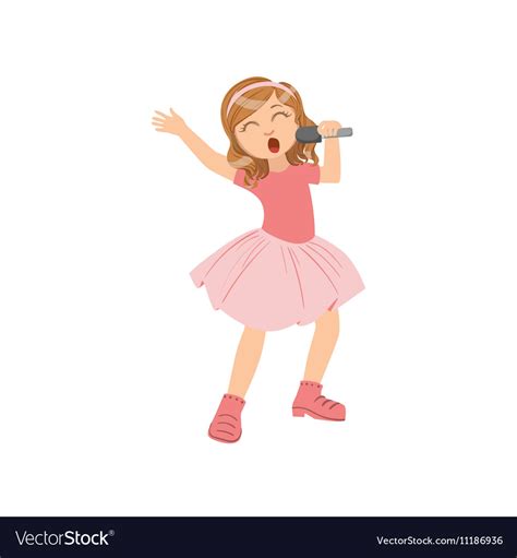 Girl In Pink Outfit Singing Karaoke Royalty Free Vector
