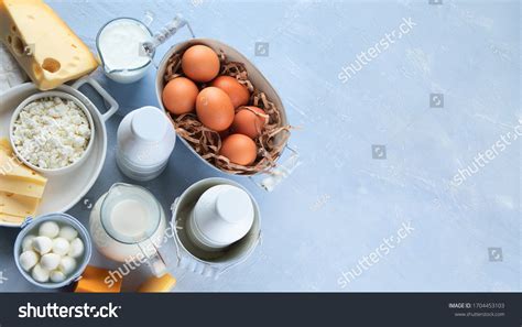 Different Types Fresh Farm Dairy Products Stock Photo 1704453103