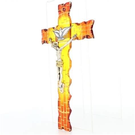 Glass Holy Spirit Cross 23cm Sacred Art And Spiritual Decoration