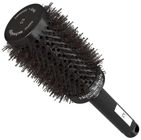 Large Round Brush For Blow Drying With Natural Boar Bristle Nano
