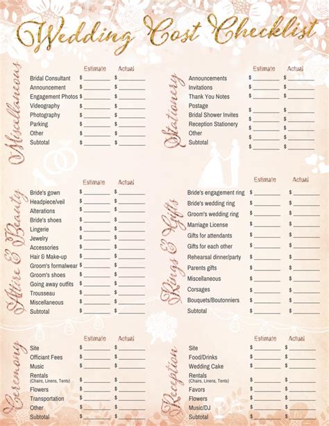 Simple Wedding Checklist Printable Wedding Checklist Free Wedding