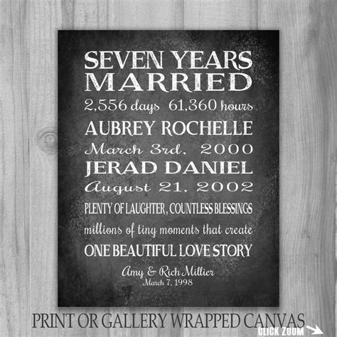 7 Years Anniversary T Personalized Canvas Print Important Etsy