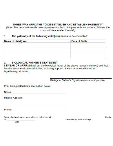 Acknowledgement Of Paternity Affidavit Form