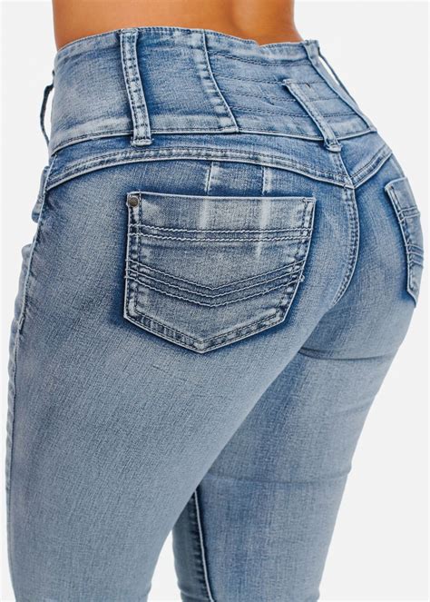 butt lifting high waist light denim skinny jeans 76p95320 htm