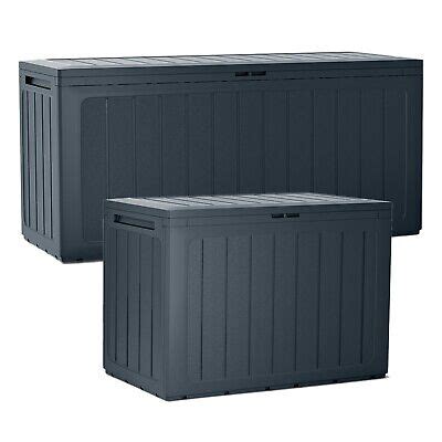 Large Outdoor Storage Box Garden Patio Plastic Chest Lid Container