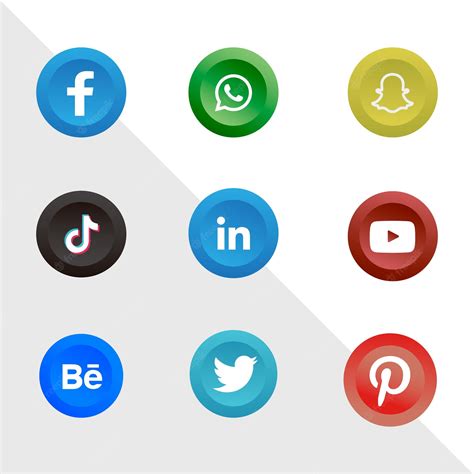 Premium Vector Popular Glossy Social Media Logo Icon Set Collection