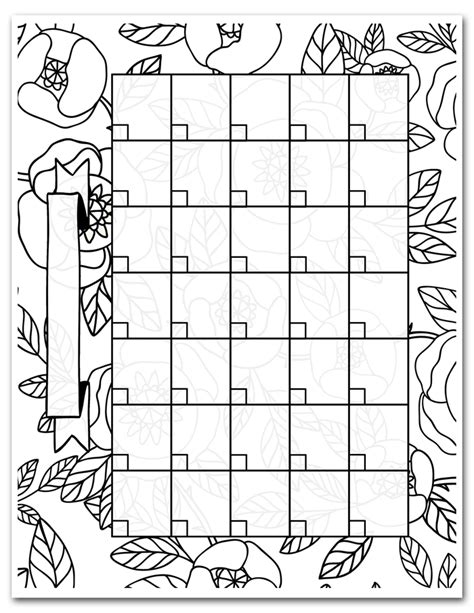 Monthly Calendar Coloring Pages Coloring Pages
