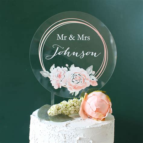 Personalised Wedding Cake Topper Clear Acrylic By Rocket And Fox Personalized Wedding Cake