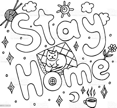 Download Coloring Page For Adults With Motivational Quote Stay Home ...