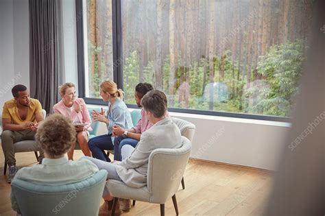 Women Talking In Group Therapy Session Stock Image F020 6596 Science Photo Library