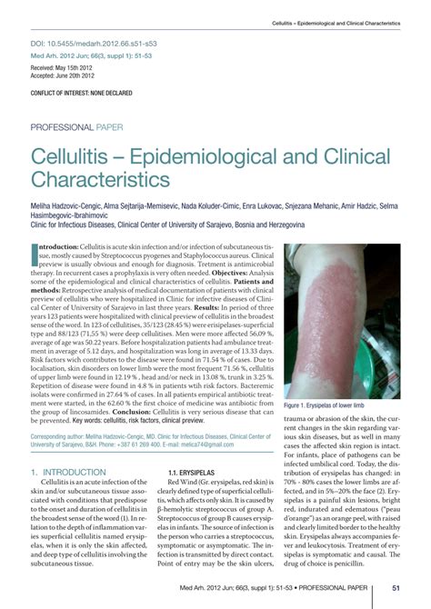 Pdf Cellulitis Epidemiological And Clinical Characteristics
