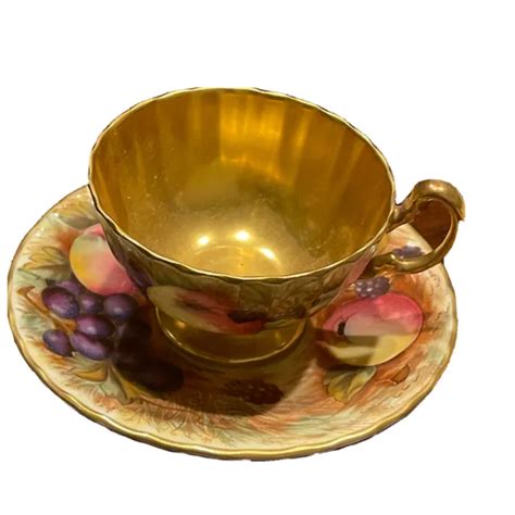 VINTAGE AYNSLEY ORCHARD Gold Tea Cup And Saucer England Bone China 199