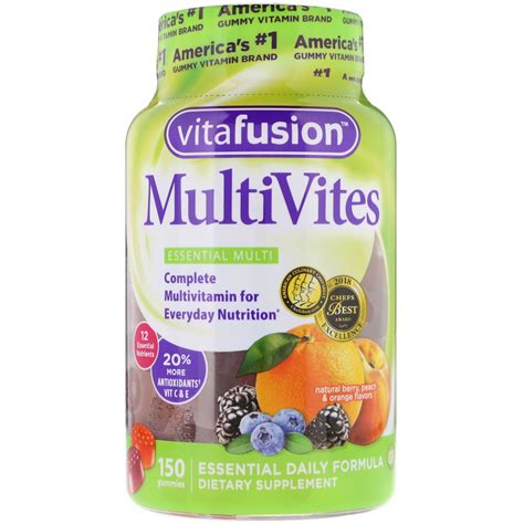 Vitafusion Multivites Natural Berry Peach And Orange Flavor 150 Gummies Allnatural
