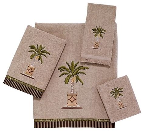 The most common tropical bath towels material is cotton. Avanti Banana Palm 4-Piece Towel Collection - Tropical ...