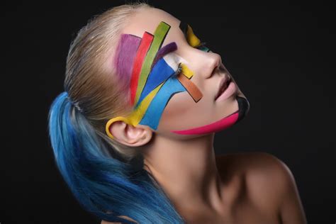 Women Dyed Hair Closed Eyes Face Body Paint Ponytail K Wallpaper Hdwallpaper Desktop Dr