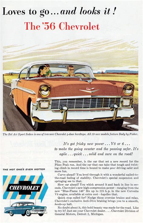 1956 Chevrolet Chevrolet Vintage Ads Automobile Advertising