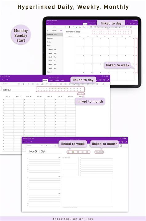Two Screens Showing The Daily Planner For Each Month With Text