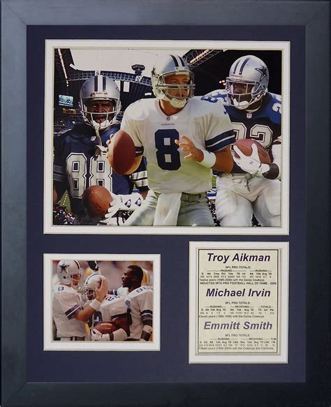 Legends Never Die Dallas Cowboys Aikman Irvin And Smith Framed Photo