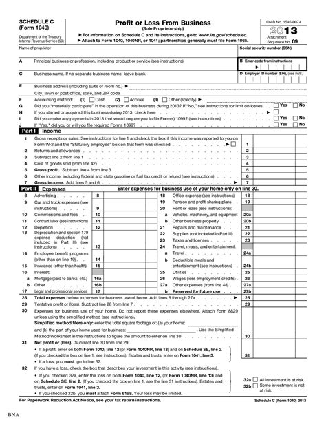 1040 Us Individual Income Tax Return With Schedule C