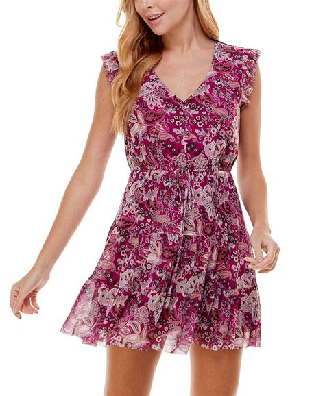 City Studios Juniors Floral Mesh Fit And Flare Dress And Reviews Dresses