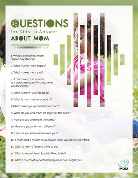 15 Questions For Kids To Answer About Mom Imom