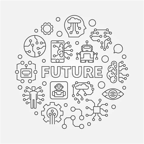 Future Round Vector Concept Illustration In Thin Line Style Stock
