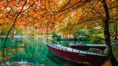 Autumn Lake Beautiful Turquoise Water Trees Hd Wallpaper