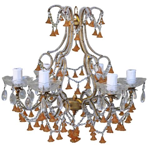 Six Light Amber Colored Murano Glass Chandelier For Sale At 1stdibs