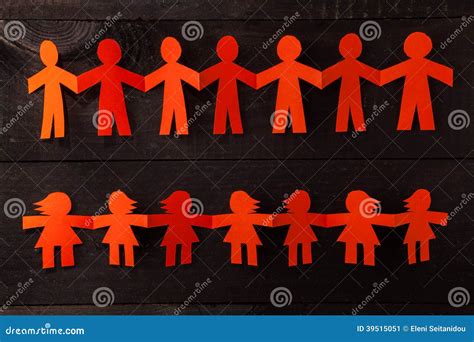 Team Of Paper Doll People Holding Hands Stock Image Image Of
