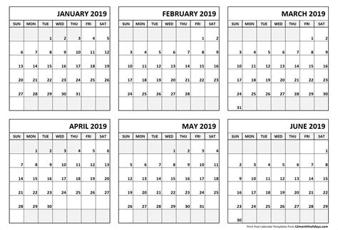 Blank Six Month Calendar Printable Example Calendar Printable