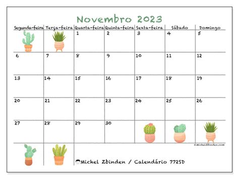Calendário De Novembro De 2023 Para Imprimir “501sd” Michel Zbinden Pt