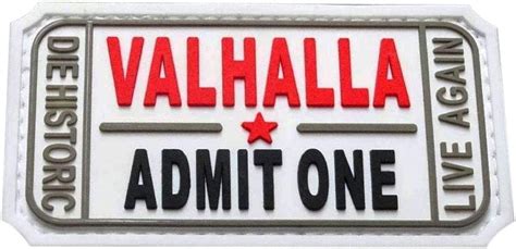 Ticket To Valhalla Admit One Vikings Pvc Rubber Hook Patch