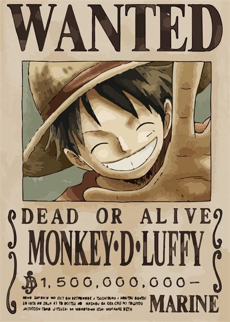 One Piece Wanted Poster Print By Wallart Displate In 2020 One
