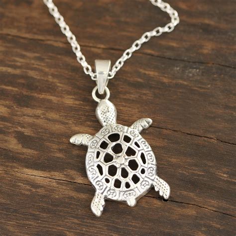Sterling Silver Turtle Pendant Necklace From India Harmonious Turtle