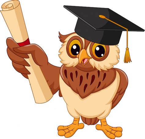 Premium Vector Cartoon Owl Wearing Graduation Cap Holding Diploma