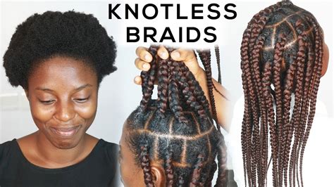 large knotless box braids on 4c natural hair first time doing it youtube