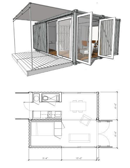 Despite their varying lengths standard containers share a common width of 8ft on the outside. 2-8x20 container house | Container house, Container house ...