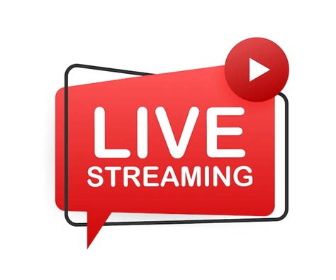 Live Streaming Flat Logo Red Design Element With Play Button
