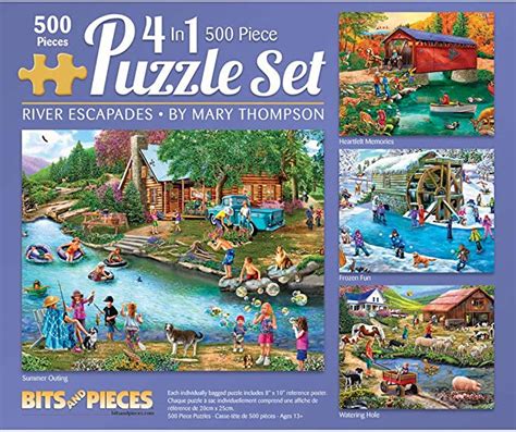 Bits And Pieces 4 In 1 Multi Pack 500 Piece Jigsaw Puzzles For Adults Each Measures 16 X 20