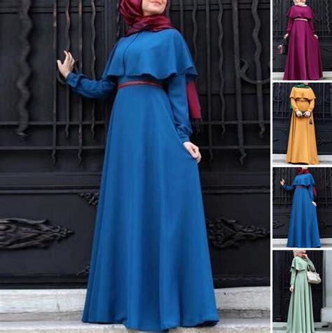 Women Muslim Abaya Jilbab Islamic Vintage Long Sleeve Maxi Cocktail