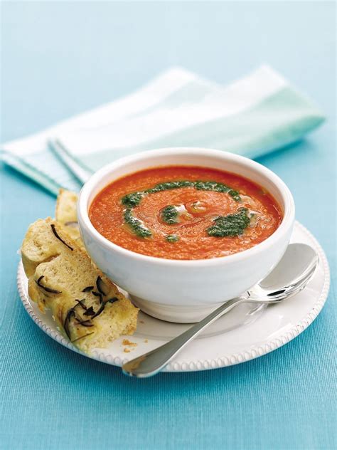 Fresh Tomato Soup With Basil Oil Recipe Delicious Magazine