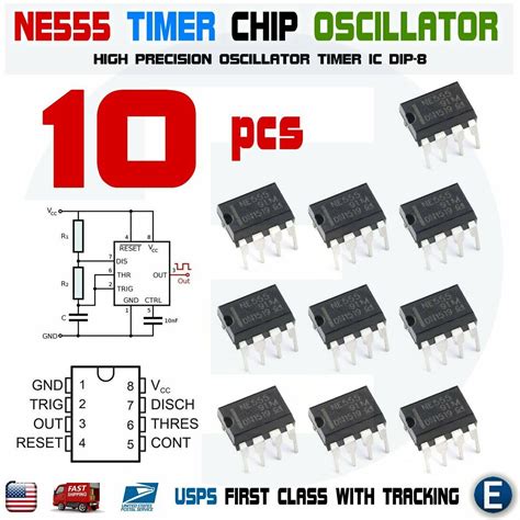 10pcs Ne555p Ne555 Ic 555 High Precision Oscillator Timer Dip 8 Chip