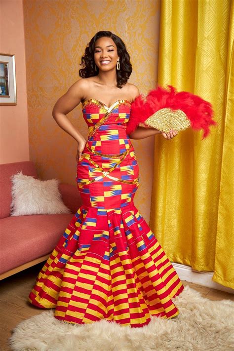 Red Kente Gown Truefond African Prom Dresses Latest African Fashion Dresses African Dresses