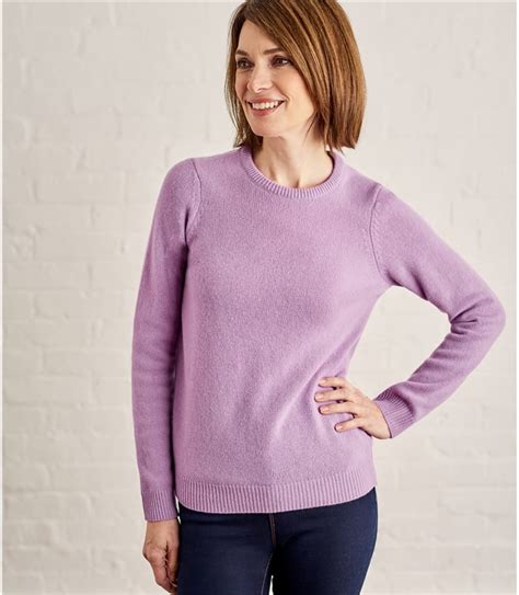 Soft Lavender Womens Lambswool Crew Neck Sweater Woolovers Us