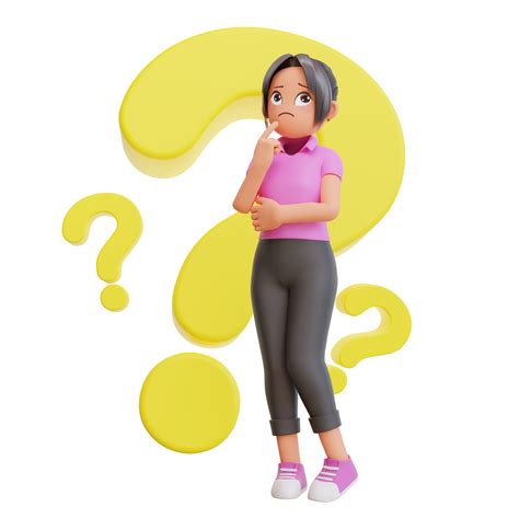 3d Render Cute Girl With Question Mark 9312902 Png