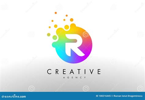 R Rainbow Dots Letter Logo Letter Design Vector With Colorful D Stock