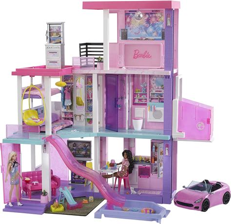 Barbie 60th Celebration Dreamhouse Playset 375 Ft With 2 Exclusive Dolls Car Pool Slide