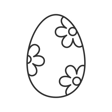 Easter Egg Linear Icon Thin Line Illustration Easter Egg With Flowers
