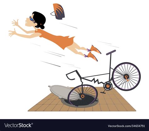 Cyclist Woman Falling Down From Bicycle Royalty Free Vector