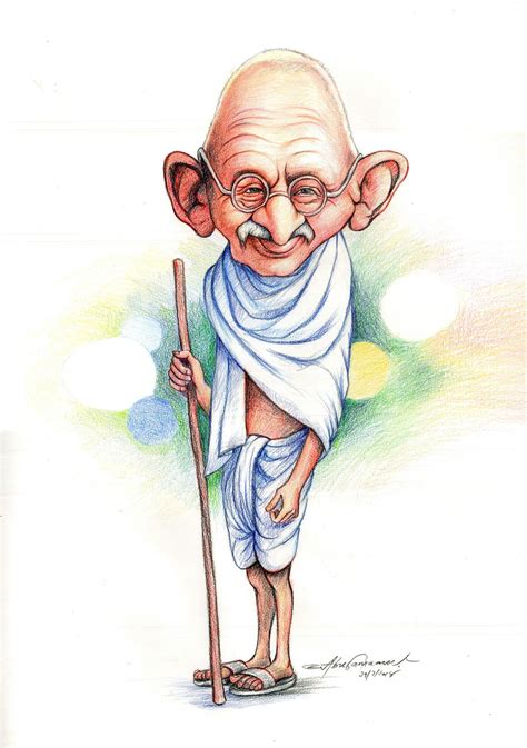Mohandas Karam Chand Gandhi Gandhiji Bappuji Cartoon Sketches